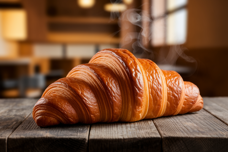 croissant-table-bois-vapeur-cafe
