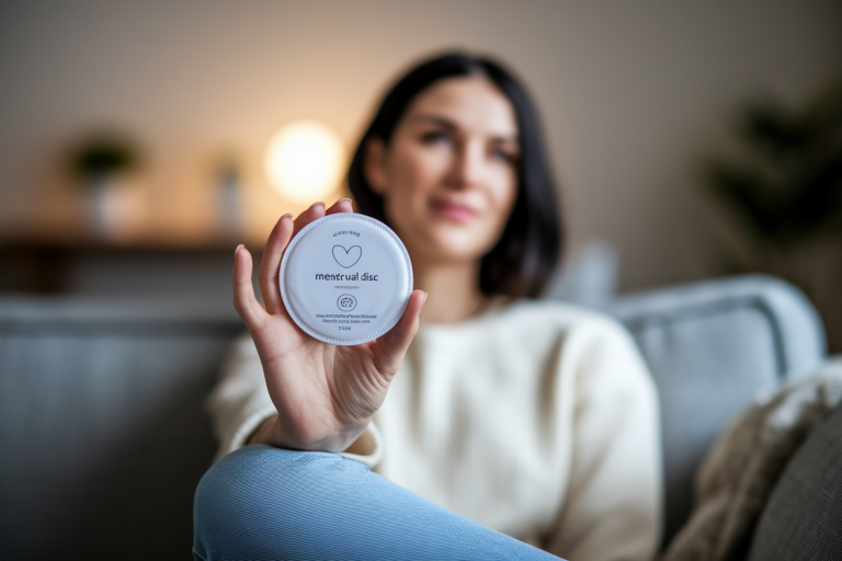 femme-canape-emballage-disque-menstruel