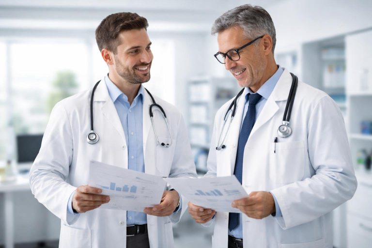 medecins-blouses-documents-cabinet-moderne