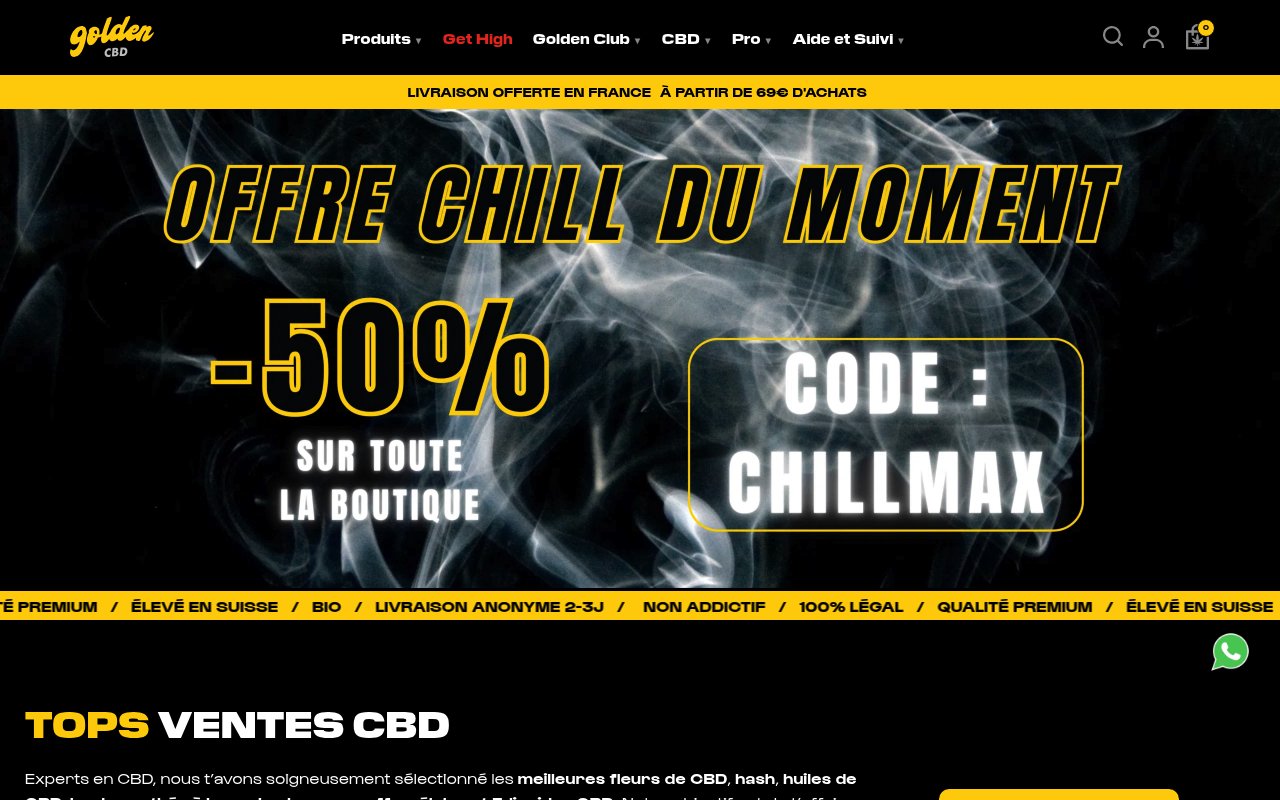 Apercu du site Golden CBD
