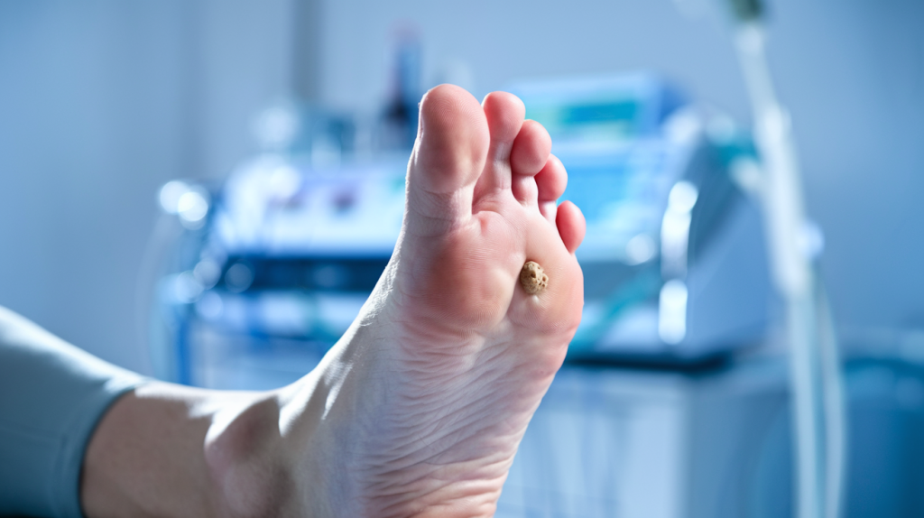 pied-gros-plan-verrue-equipement-medical